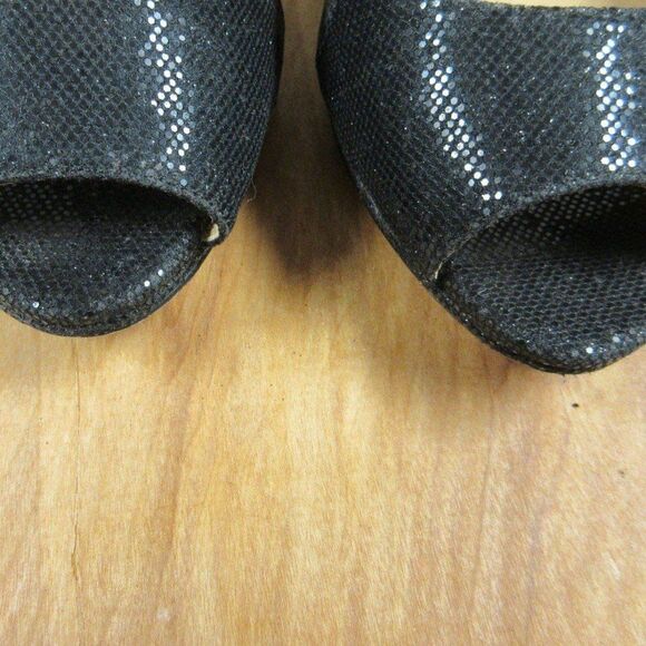 MICHAEL KORS Black Sparkle Strappy Heels Womens Sz 9 Peep Toe Glitter Sandals - Picture 11 of 12